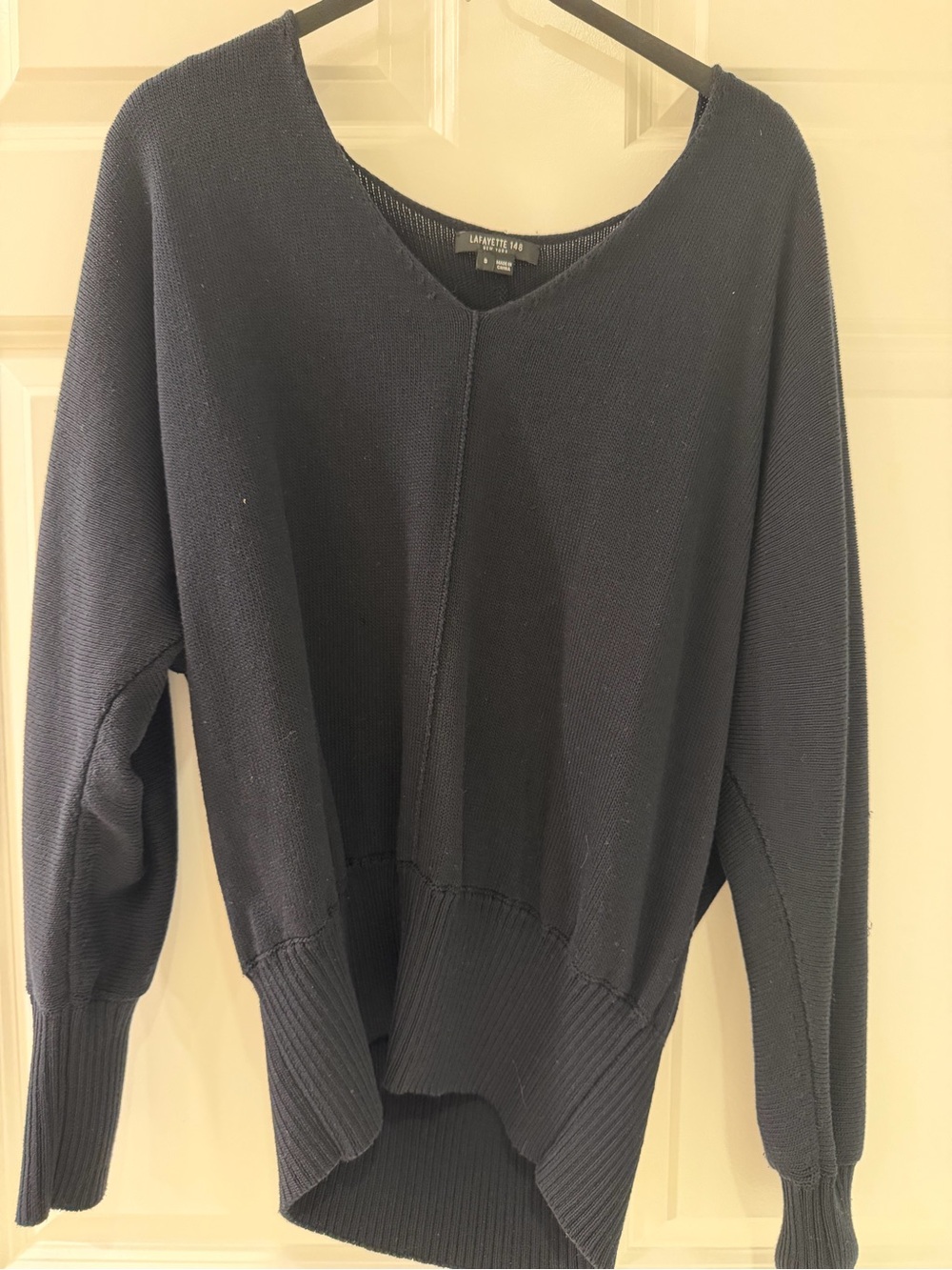 NWOT Lafayette 148 Black Dolman High-Low Sweater Size S